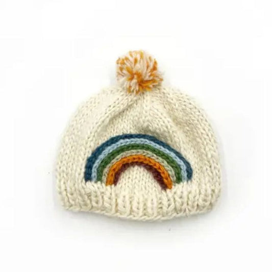 Child's knitted woollen hat - rainbow hat handmade and Fair Trade ages 1 - 2 years