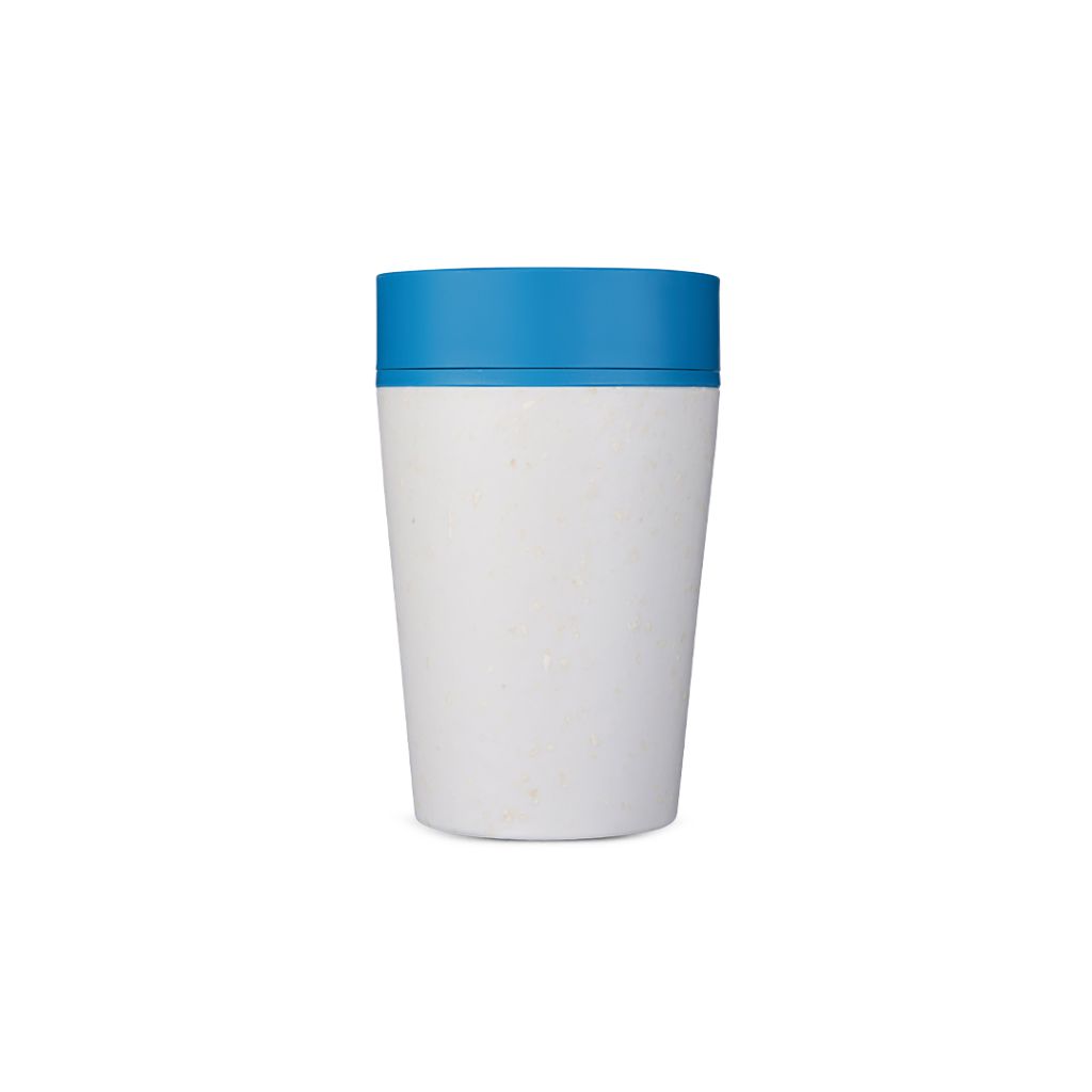 Circular 8oz Coffee Cup - Chalk and Blue - white background
