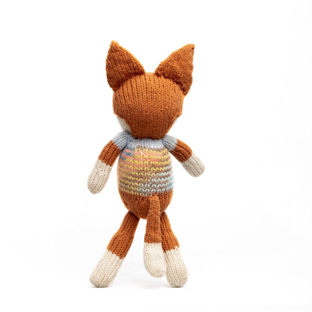 Fox knitted ethical soft toy - back