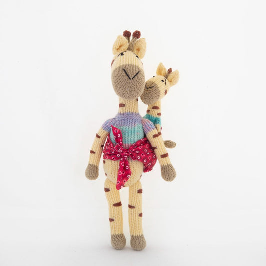 Giraffe and Baby Calf Knitted Soft Toys