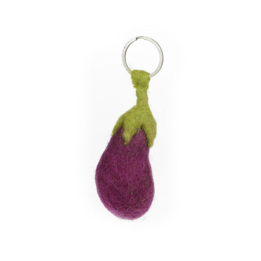 Handmade felt aubergine keyring decoration