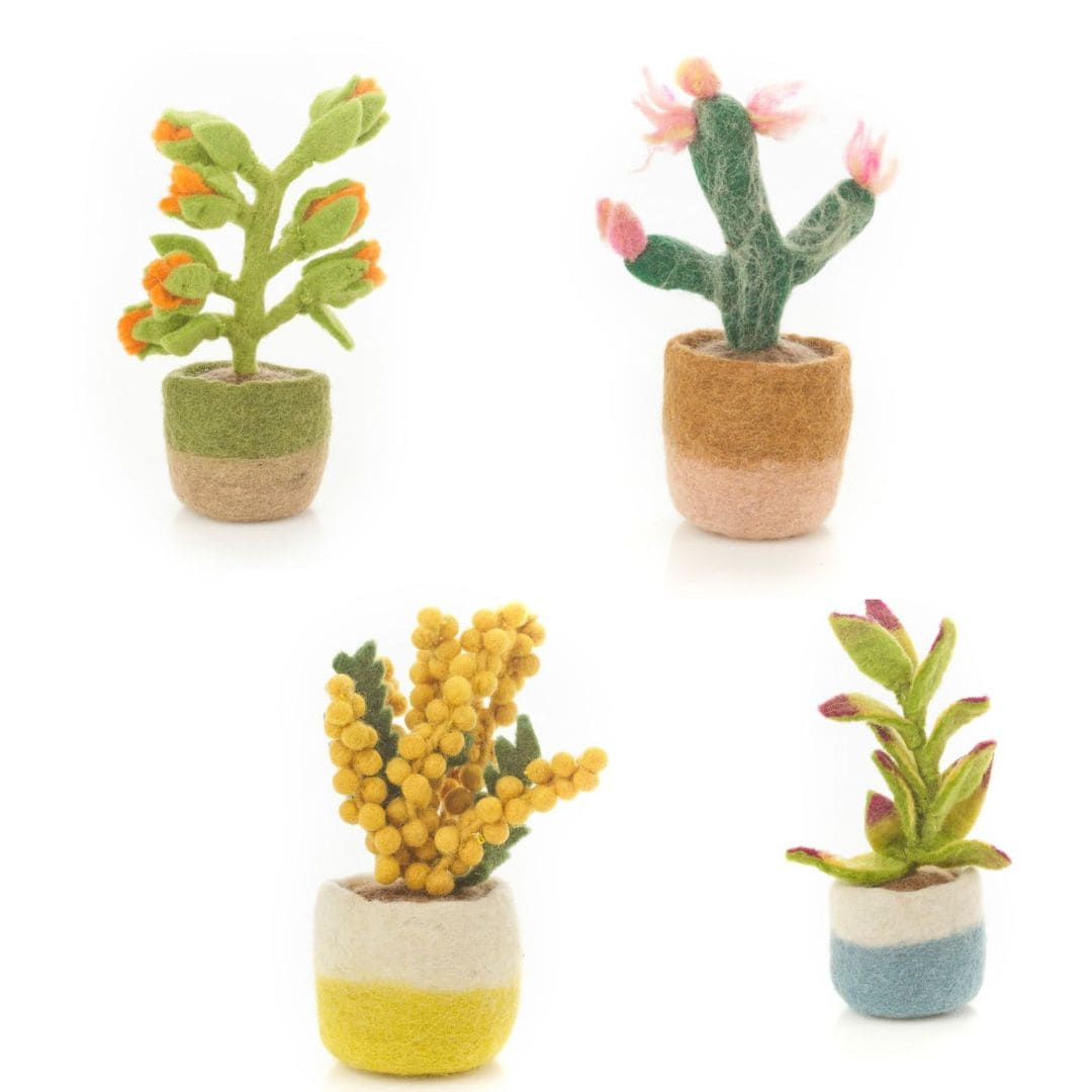 Happy Houseplant Set of Four | Handmade and Fair Trade Felt Plants ...