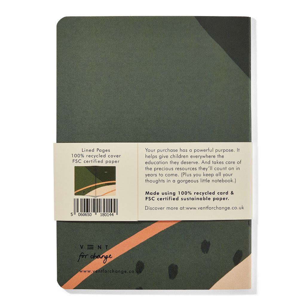 Ideas A5 Notebook with Soft Cover  Recycled & Sustainable - green - back-min