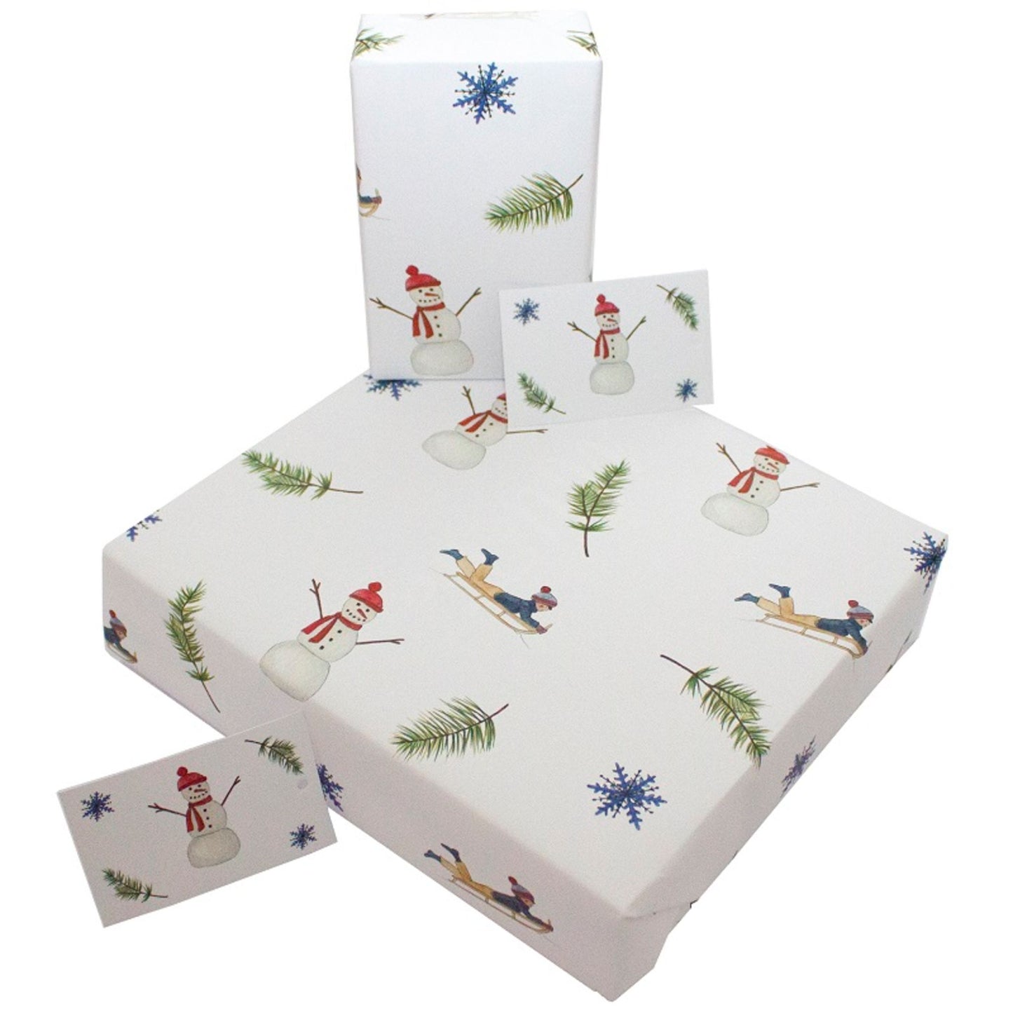 Recycled Christmas wrapping paper pack - 3 pack - snowmen design wrapping paper