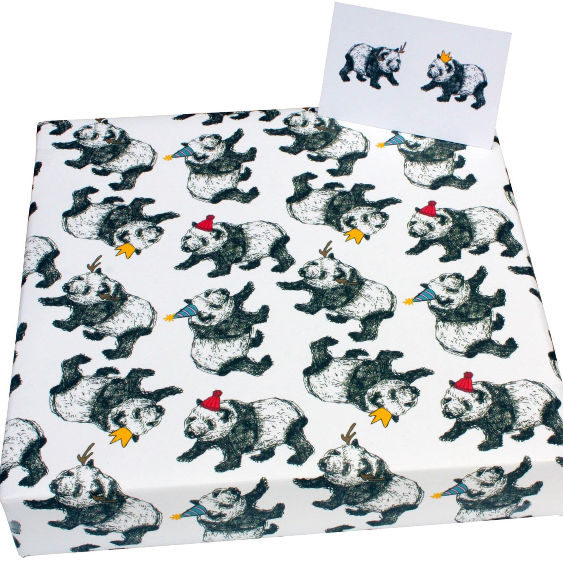 3 Pack Christmas Eco-friendly Wrapping Paper Pack - festive pandas design