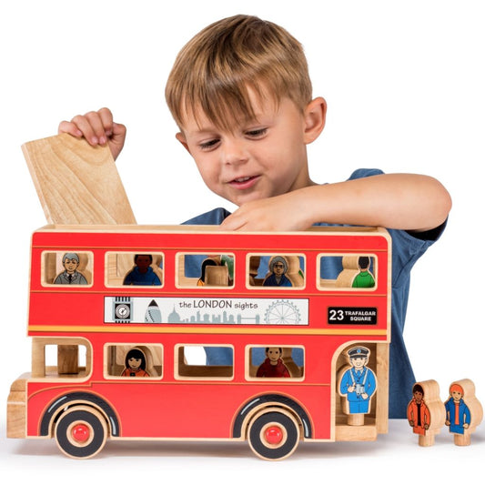 Wooden London Bus Toy Set