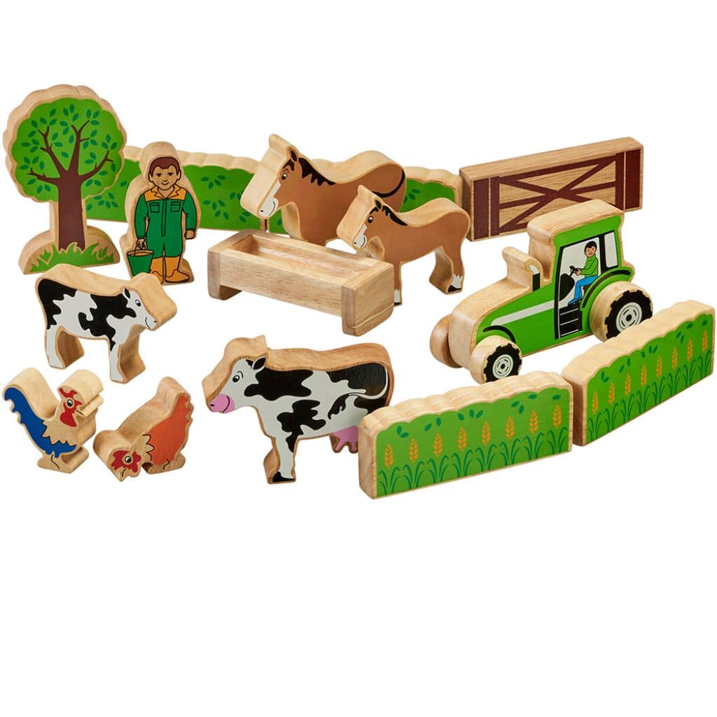 Wooden Toy Farm Set with Colourful Characters