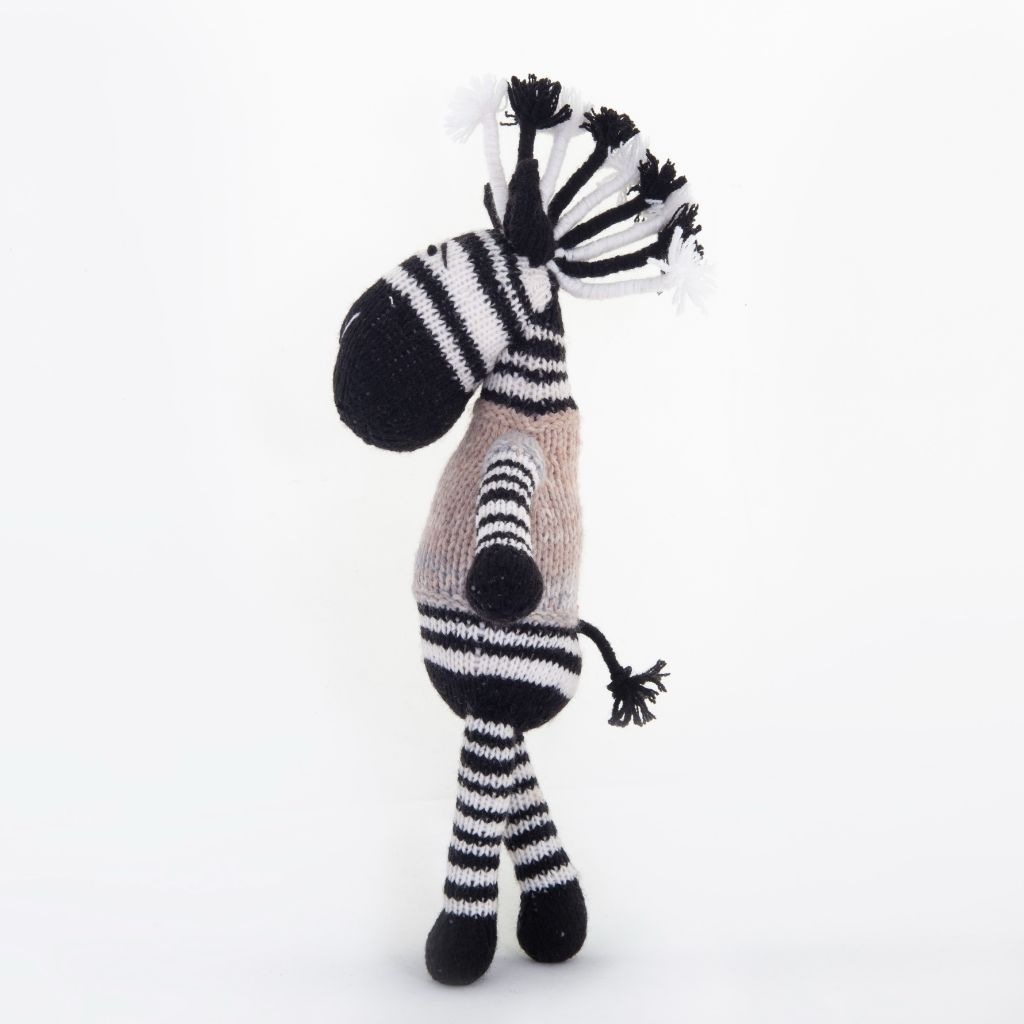 Knitted zebra soft toy - handmade zebra toy