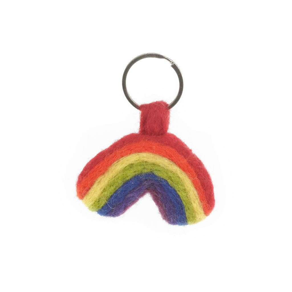 Handmade felt rainbow keyring