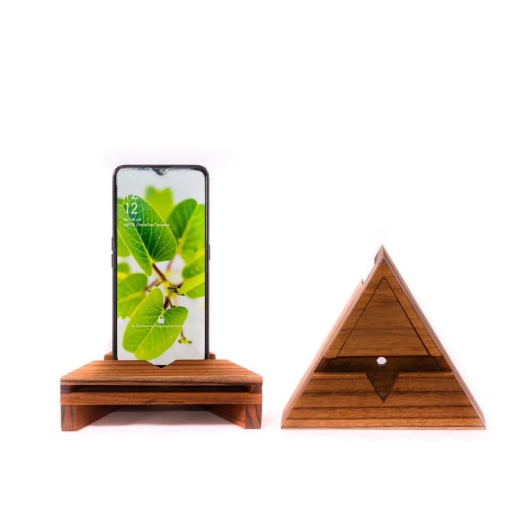 Wooden Phone Stand | Handmade Teak Triangle Phone Stand | Good Things